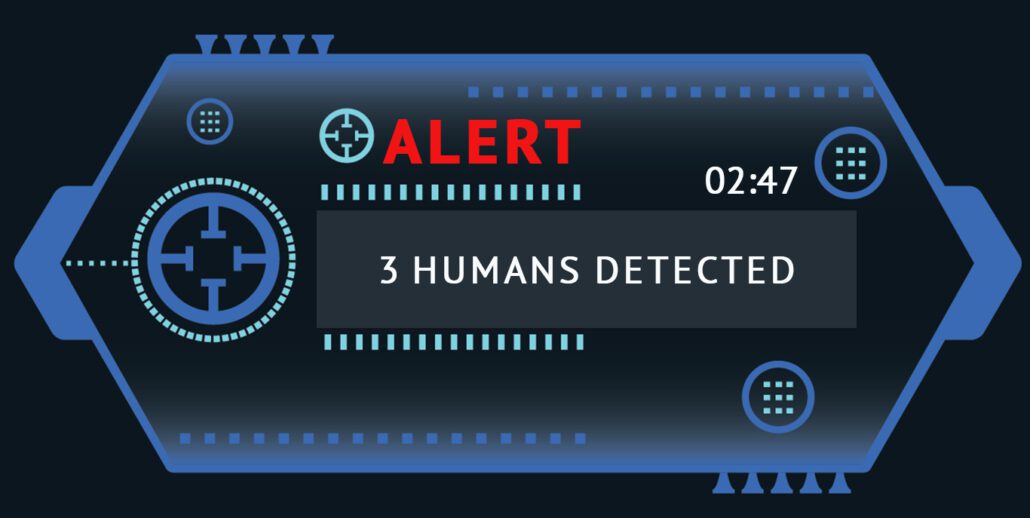 Alert notification, indicating 3 humans detected in the early hours of the morning.